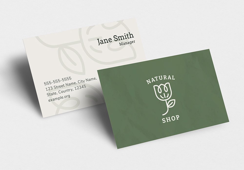 Business card mockup psd for nature shop